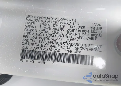 2025 Honda Cr-V Ex 2Wd from USA, damaged, VIN 7FARS3H44SE002238